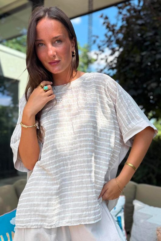 Below Deck Cheesecloth Stripe Tee Calico